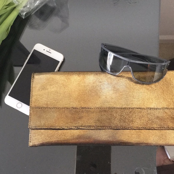 BANANA REPUBLIC BRONZE SLIM CLUTCH BAG - NWTags - Picture 1 of 7